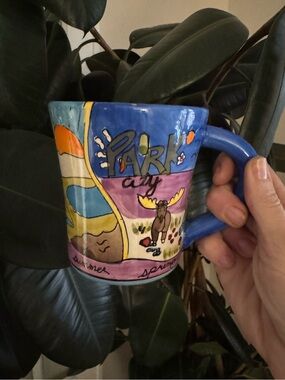 Park City Utah Four Seasons Hand Painted Pottery Mug